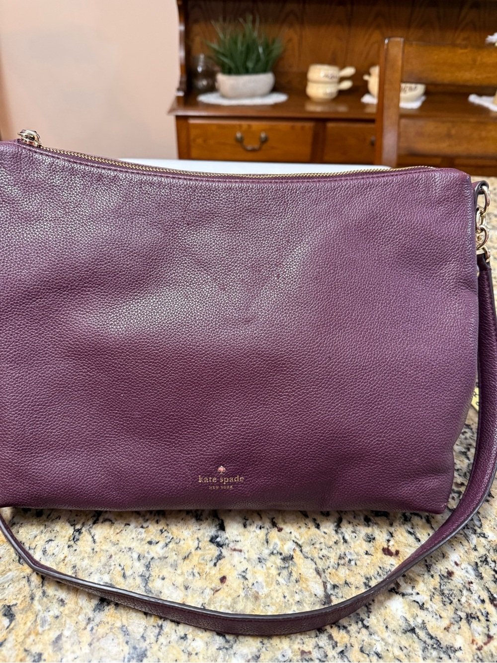 kate spade Plum Leather Crossbody with Gold Hardware